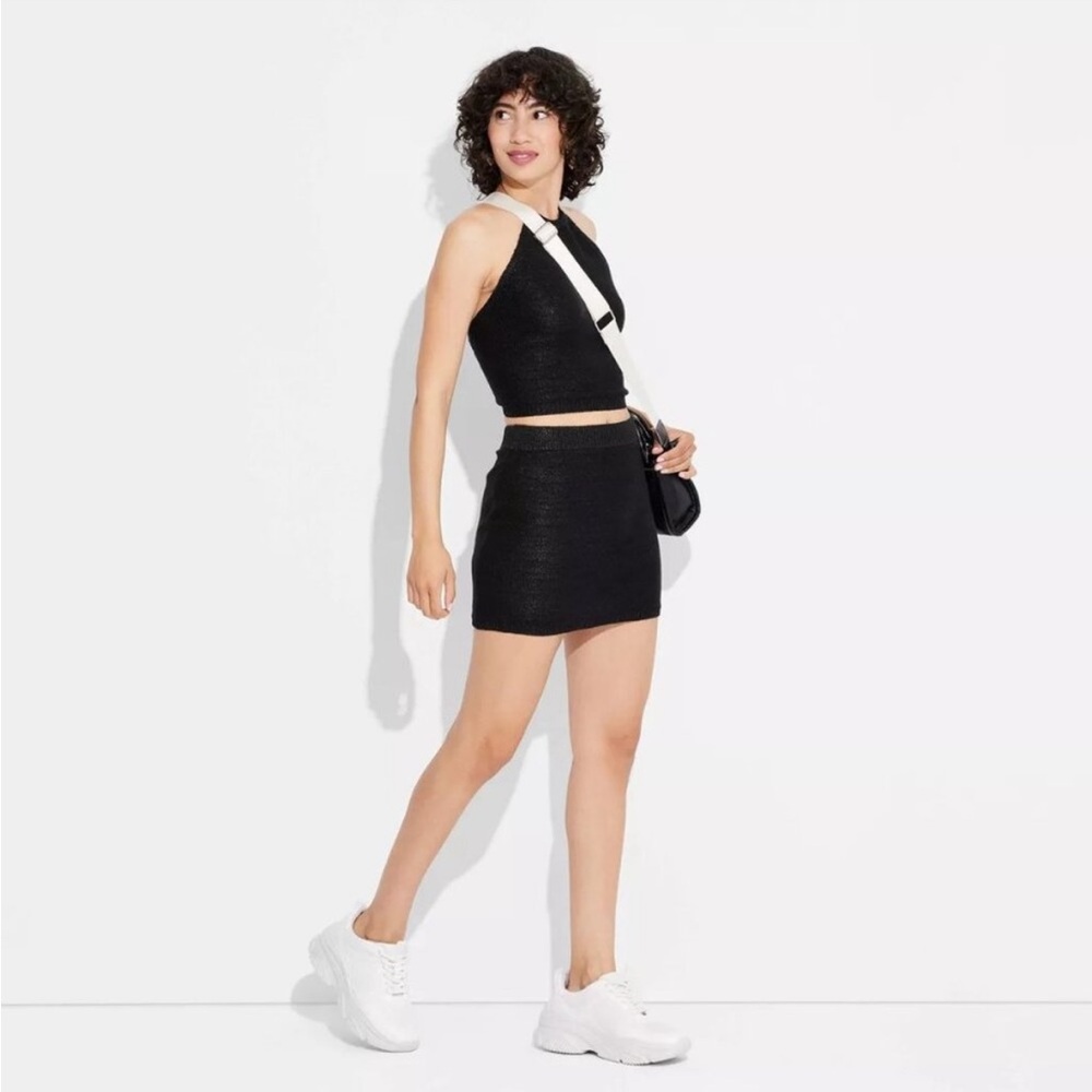 🔥Black Sweater Mini Skirt